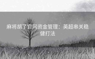 麻将胡了官网资金管理:英超串关稳健打法