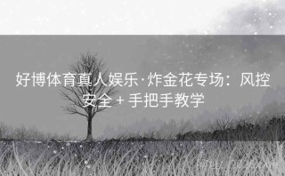好博体育真人娱乐·炸金花专场：风控安全 + 手把手教学