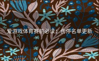 爱游戏体育赛前必读:伤停名单更新